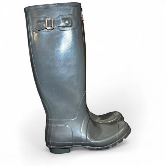 Hunter Original Tall Gloss Rain Boots Women’s Size 8M Gray Waterproof W23616 - Picture 2 of 7
